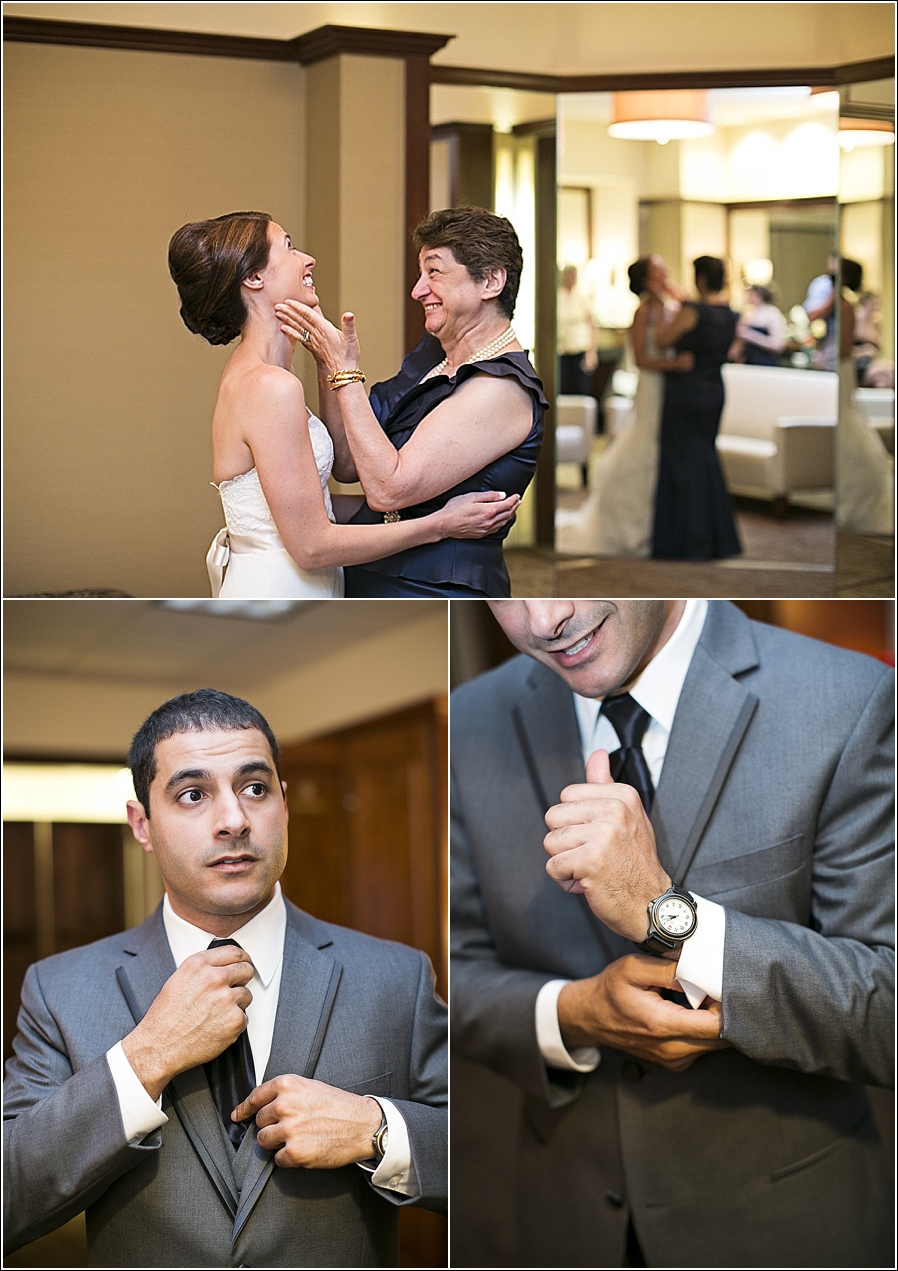 Bride and groom getting ready at the Scioto Reserve in Dublin