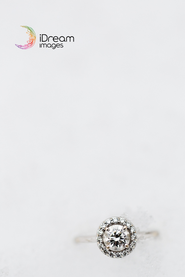 Beautiful engagement ring in the snow